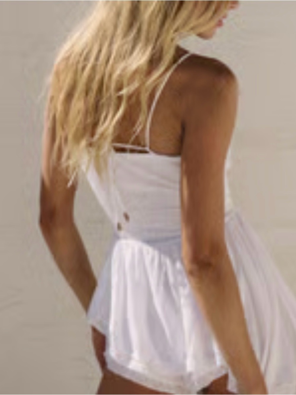 Free People White Spaghetti-Strap Mini Dress